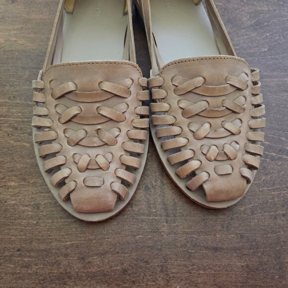 Nisolo Leather Huarache Sandals Size 7 Womens Brown Flats Anthropologie Shoes - Picture 3 of 9